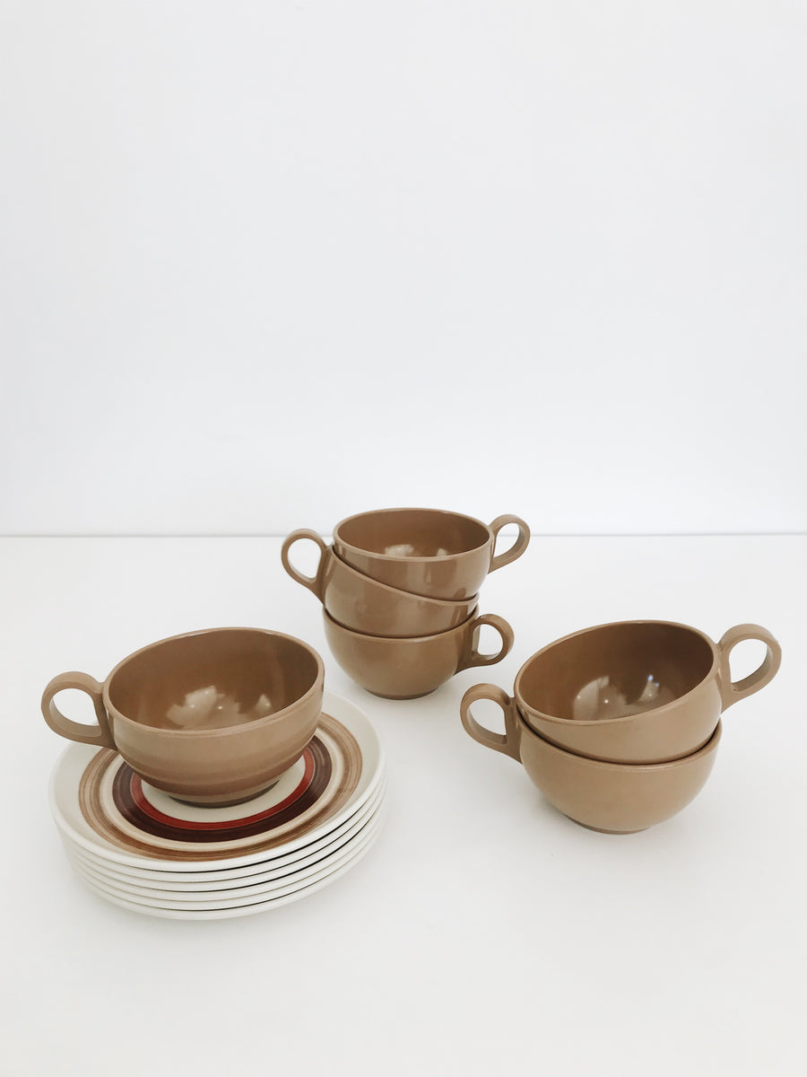 arlee park vintage brown mug and saucer set
