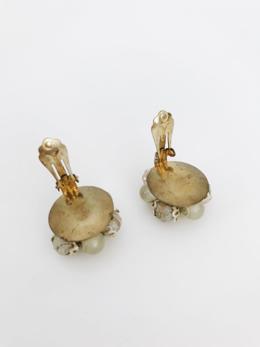 SAGE GREEN CLUSTER CLIP ON EARRINGS Arlee Park