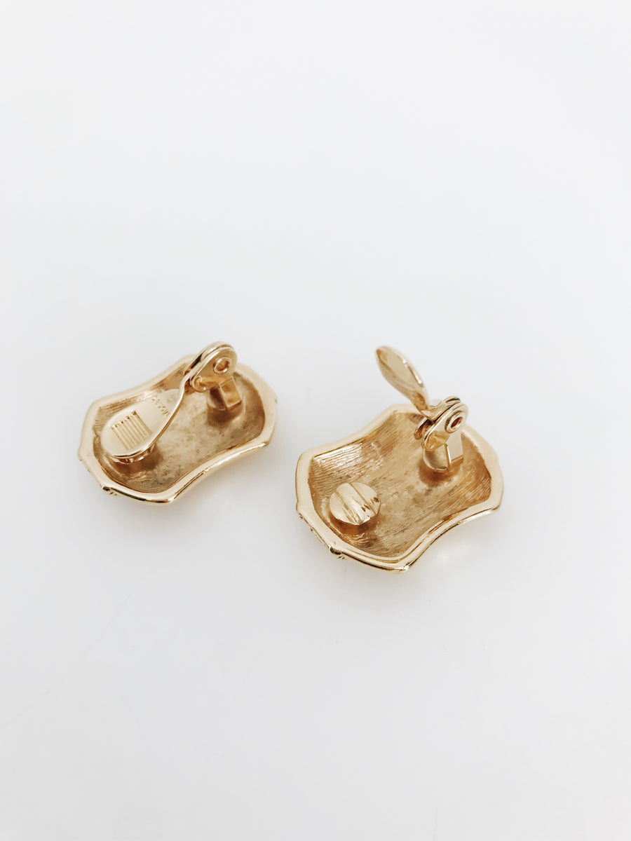 arlee park vintage gold monet clip on earrings