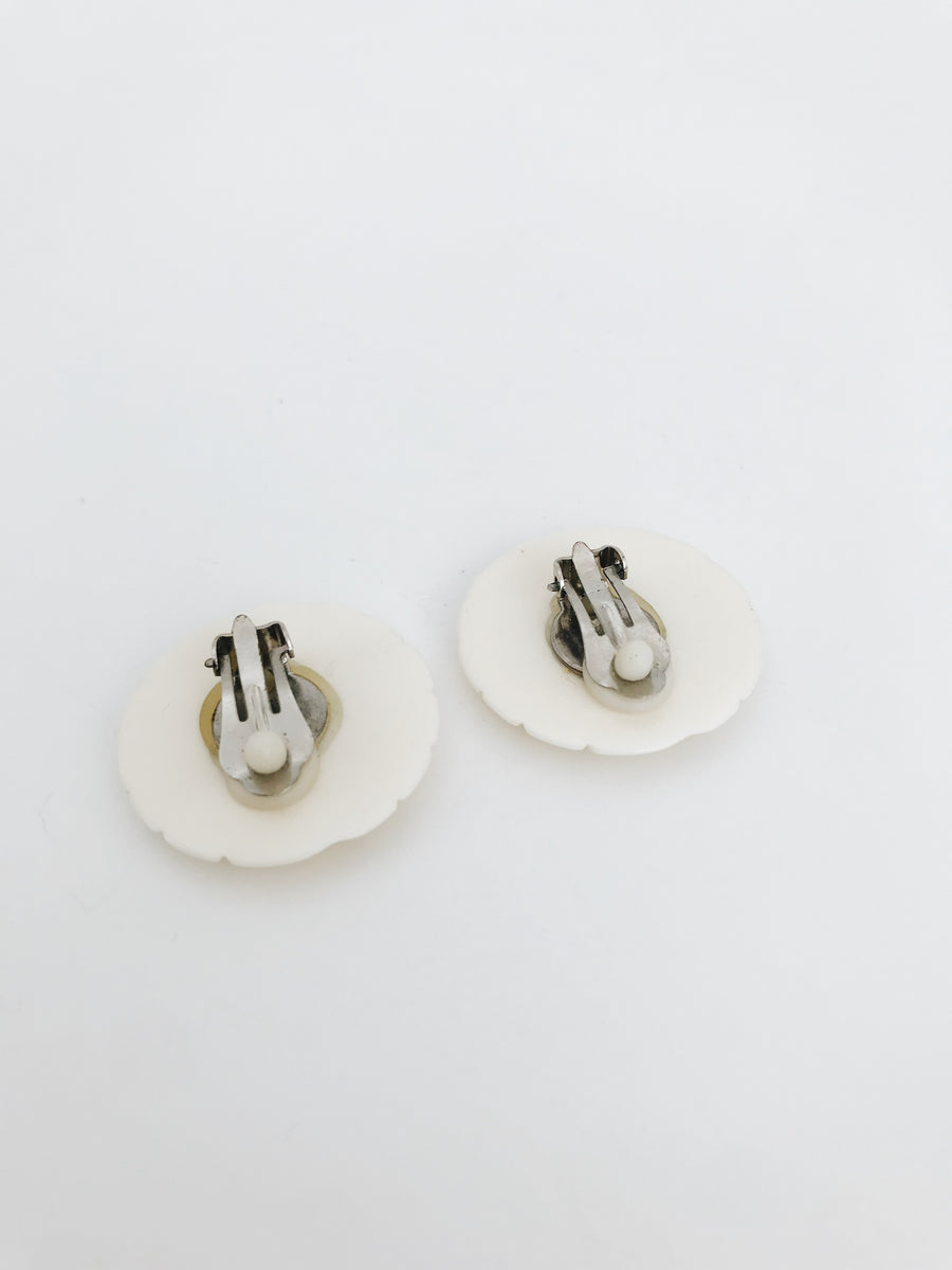 arlee park vintage ivory circle clip-on earrings