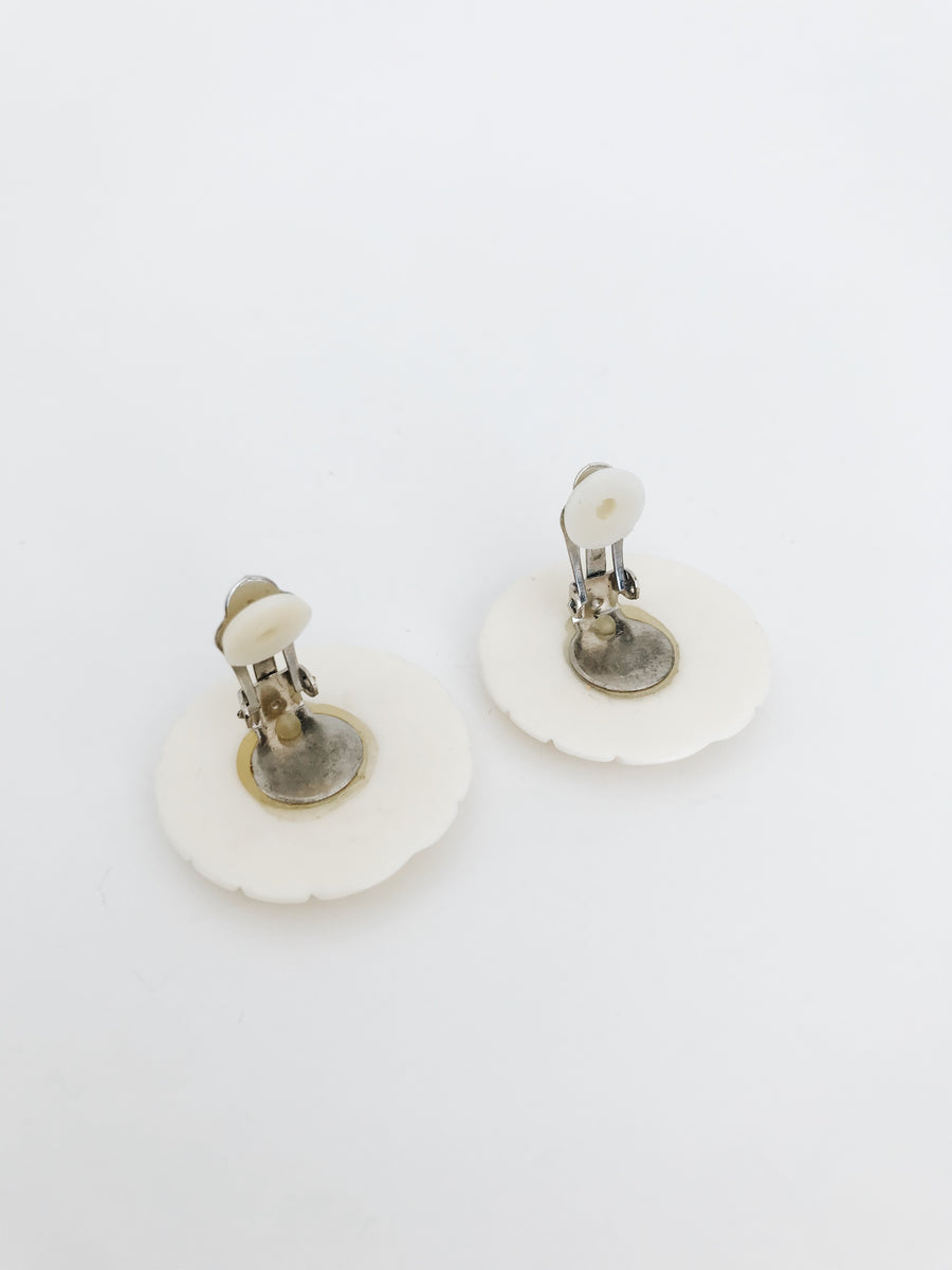 arlee park vintage ivory circle clip-on earrings