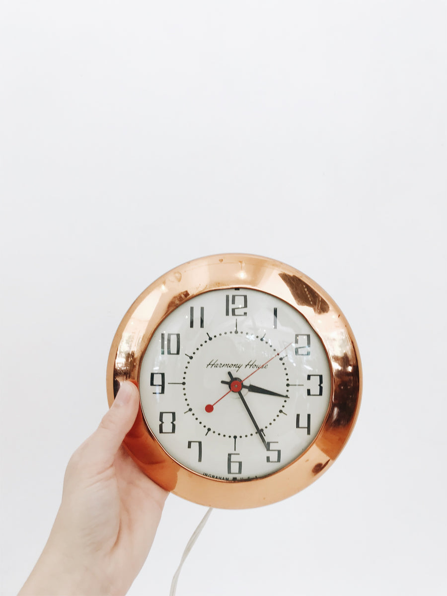 vintage copper electric harmony house clock