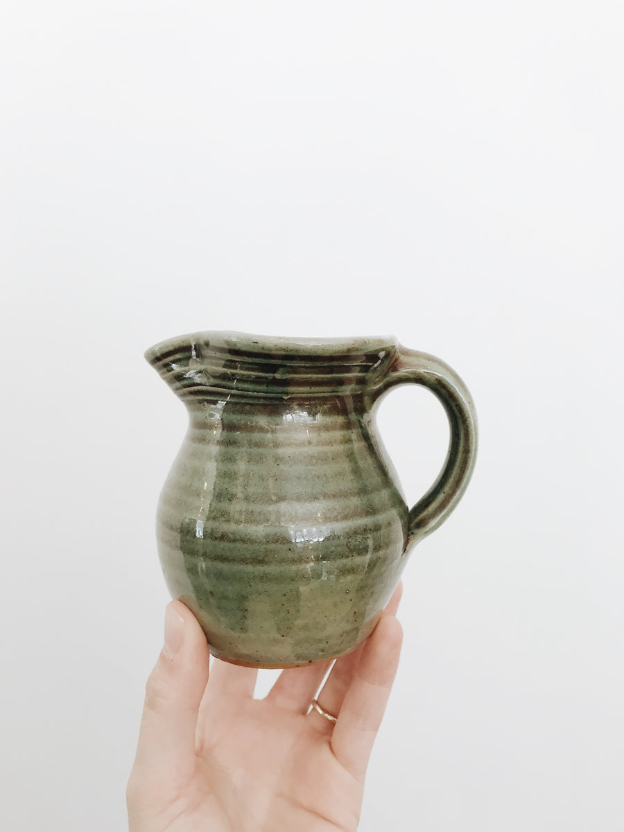 arlee park vintage small green glazed pitcher