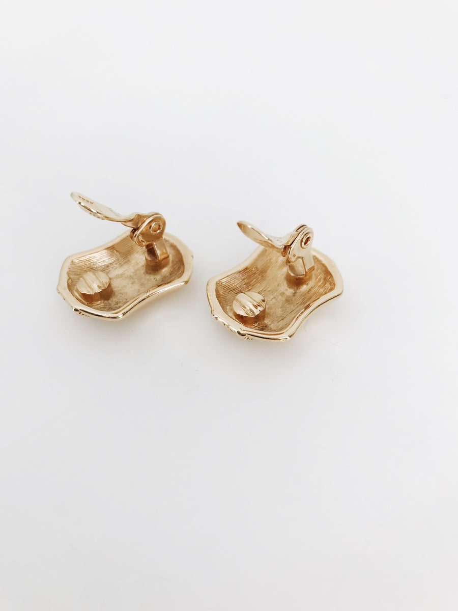 arlee park vintage gold monet clip on earrings