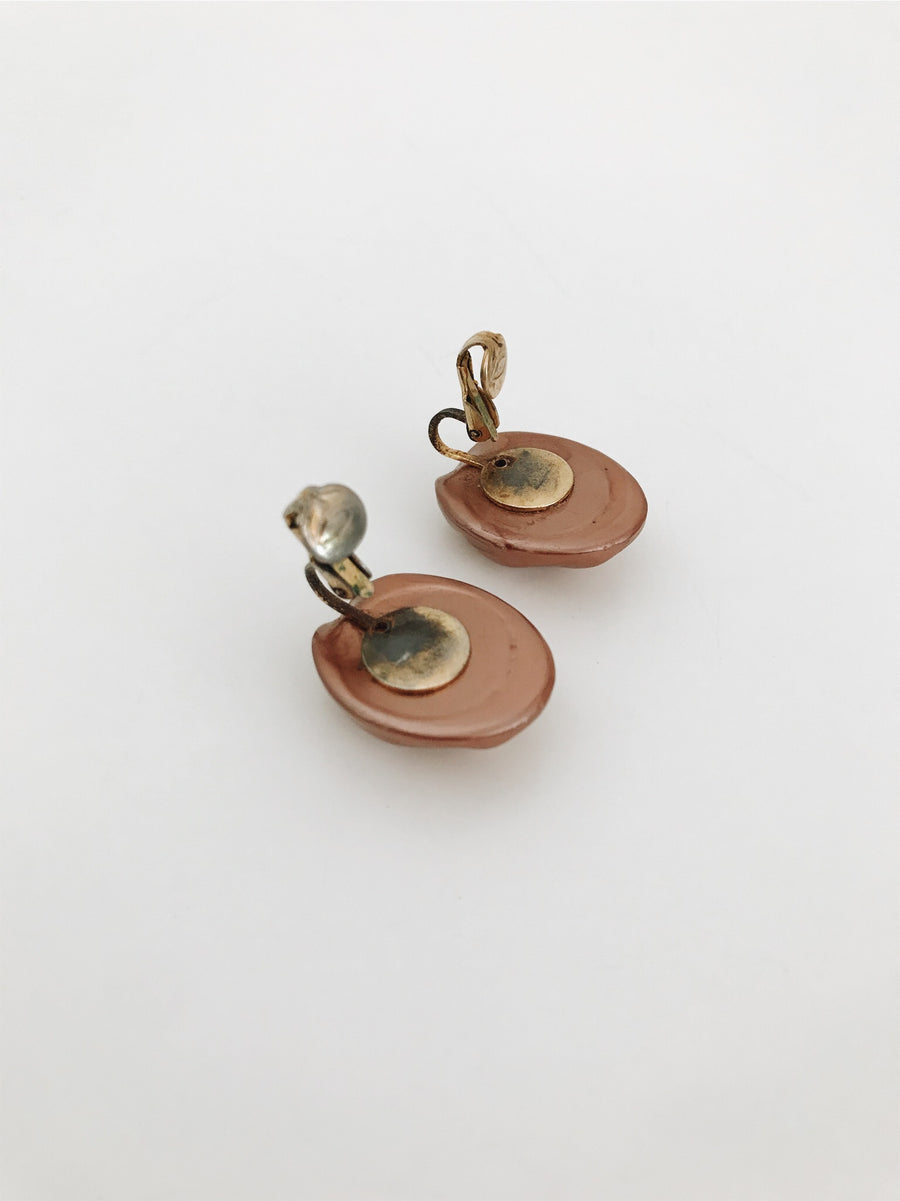 arlee park vintage pink opalescent oval clip-on earrings