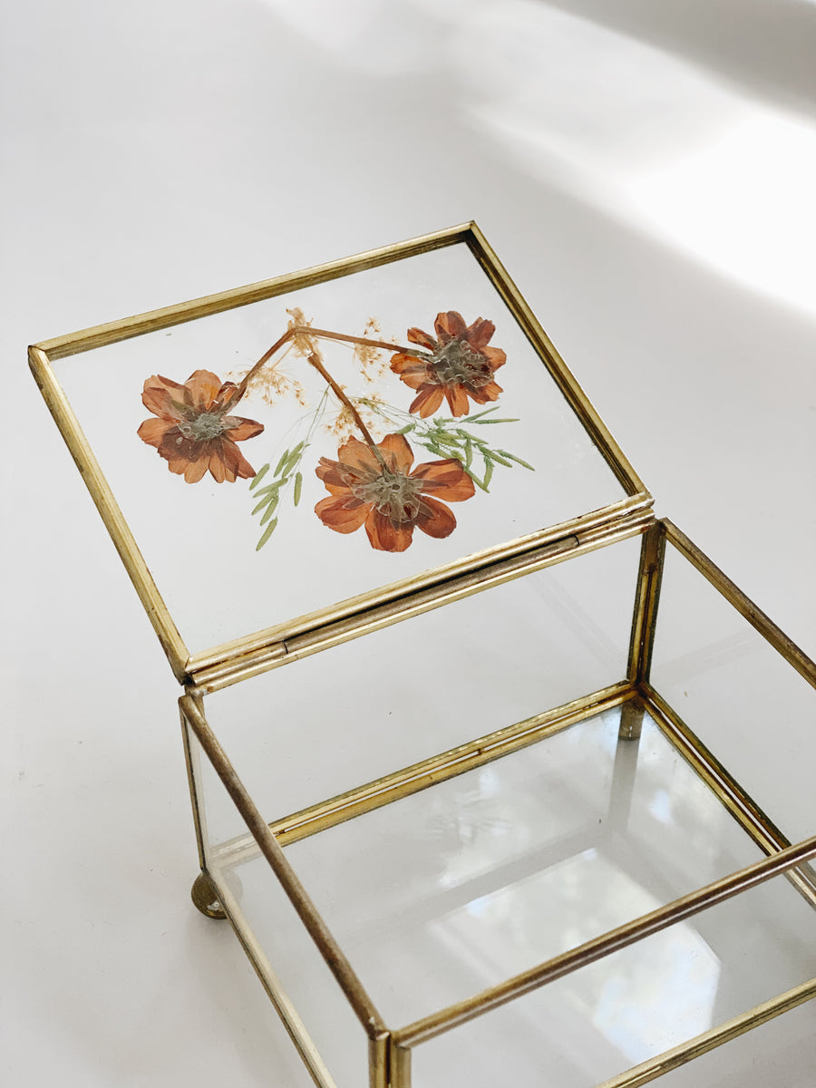 Glass Box with Dried Flowers