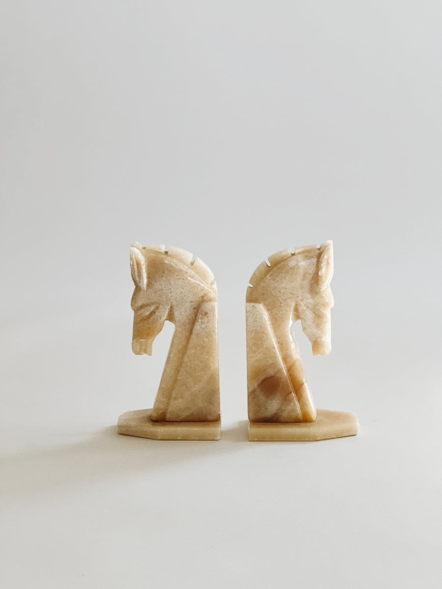 Stone Horse Head Bookends