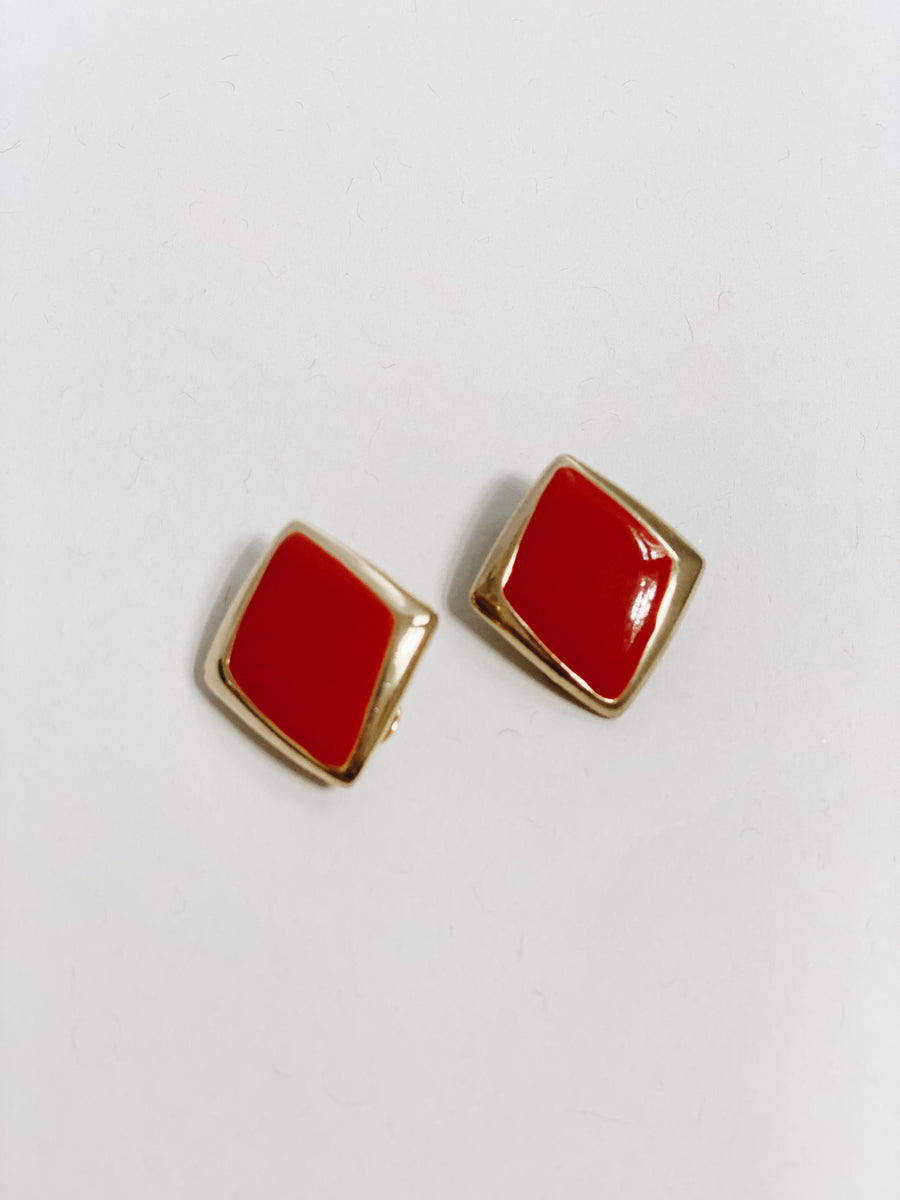 Orange and Gold Clip Earrings