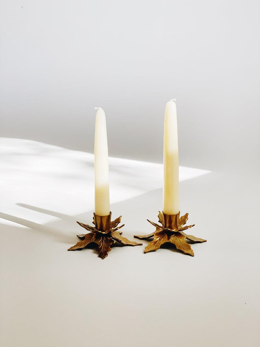Brass Leaf Candle Holders